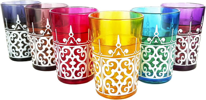 Moroccan Glasses Artisan Hand-Made Multipurpose 170 ml 6 oz Tea (6 Colors)
