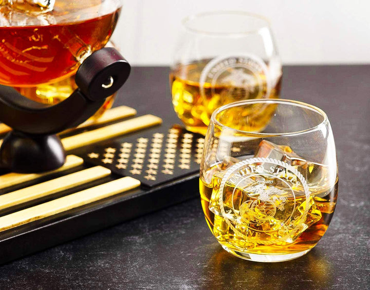 Marine Decanter Set With 4 Whiskey Glasses 1000ml Marines Gift Decanter by The Wine Savant by The Wine Savant