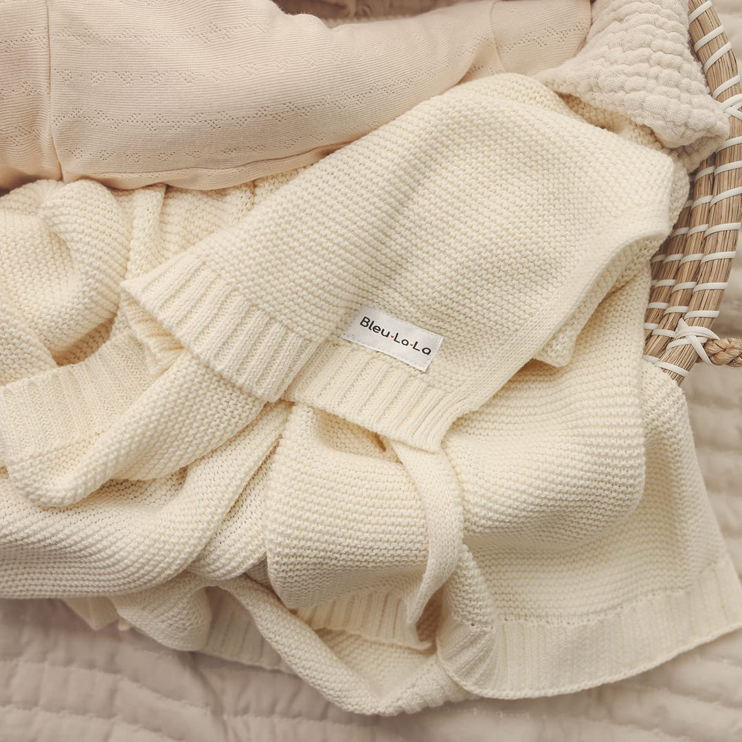 Organic Classic Luxury Knit Baby Swaddle Blanket by Bleu La La