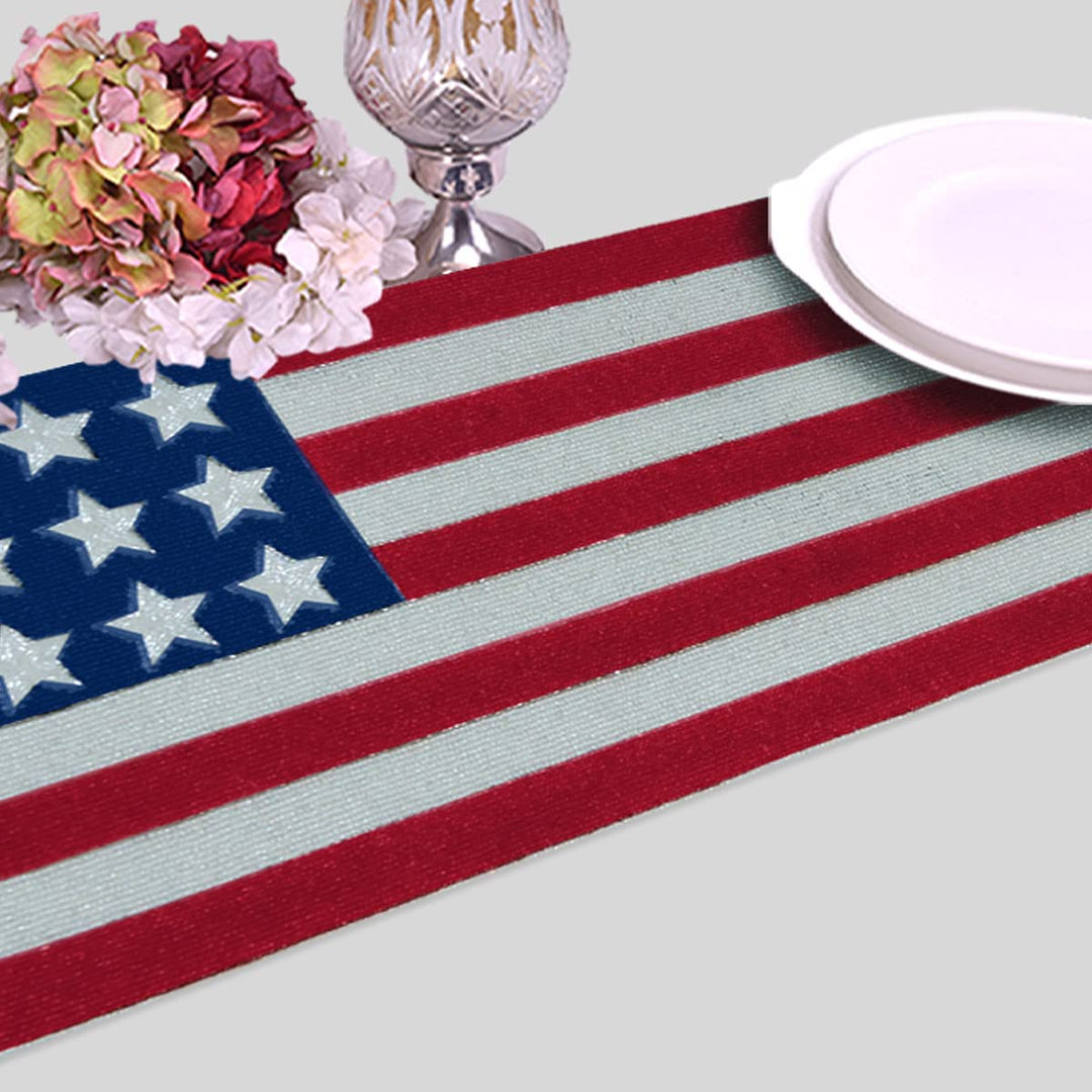 USA Flag Beaded Table Runner by Decozen
