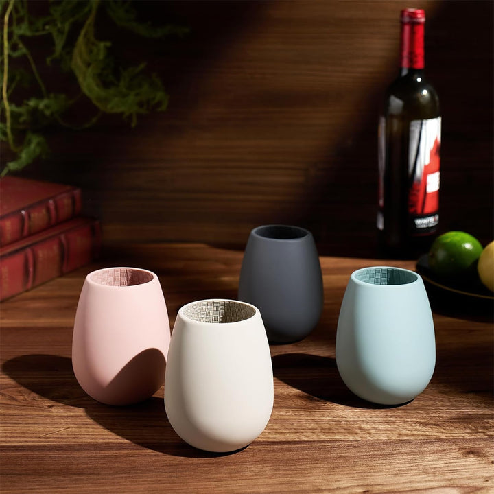 Unbreakable Silicone Stemless Wine Glassware | Set of 4