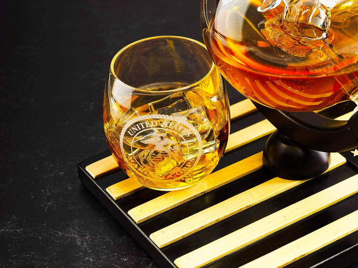 Marine Decanter Set With 4 Whiskey Glasses 1000ml Marines Gift Decanter by The Wine Savant by The Wine Savant
