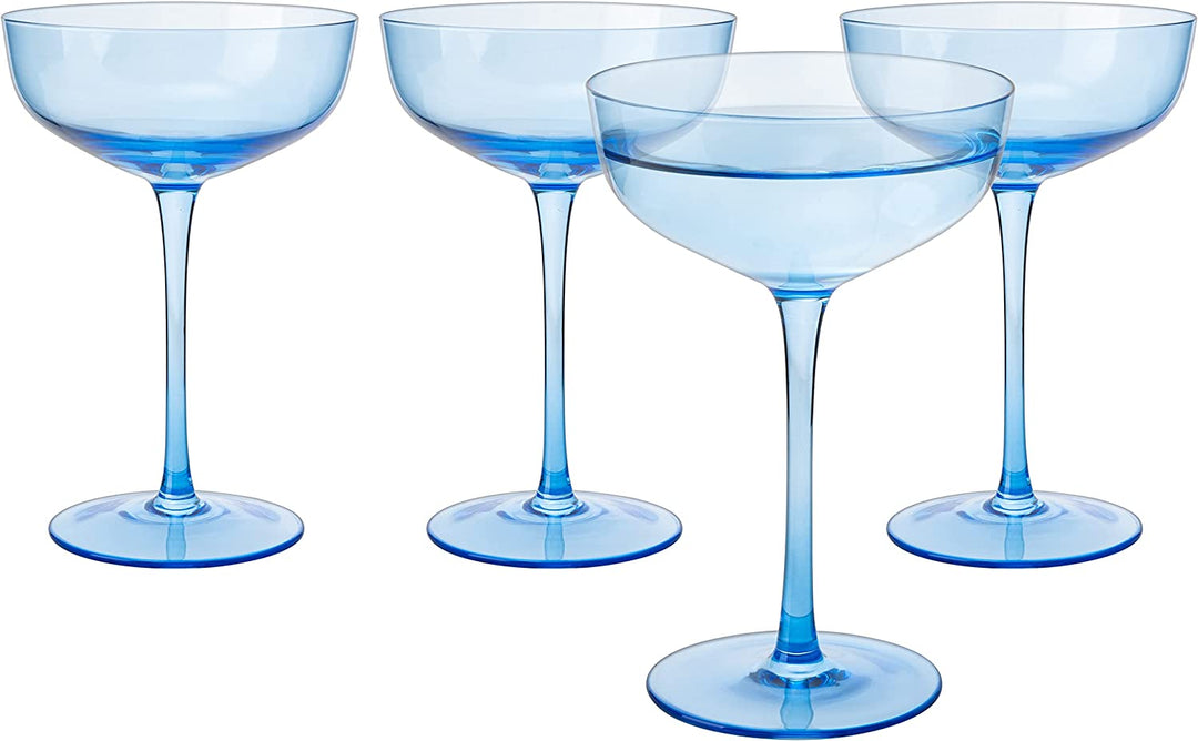 The Wine Savant Colored Coupe Glass | 7oz | Set of 4 (Blue)