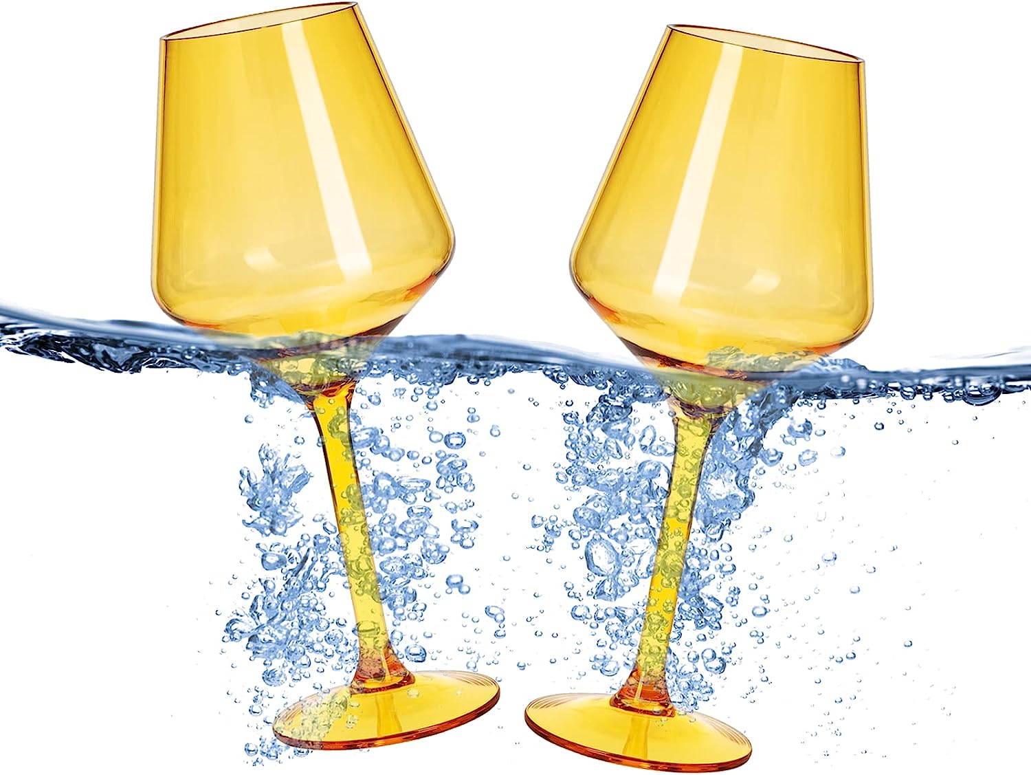 Yellow Shatterproof Floating Wine Glasses For Pool