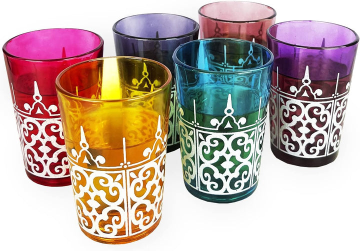 Moroccan Glasses Artisan Hand-Made Multipurpose 170 ml 6 oz Tea (6 Colors)