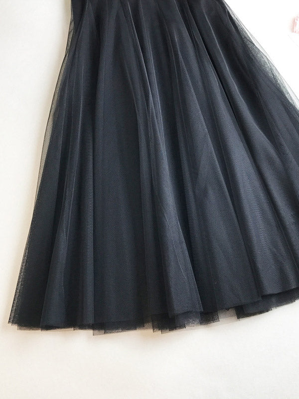 Solid Color Loose Elastic-Waist Mesh Skirt by migunica