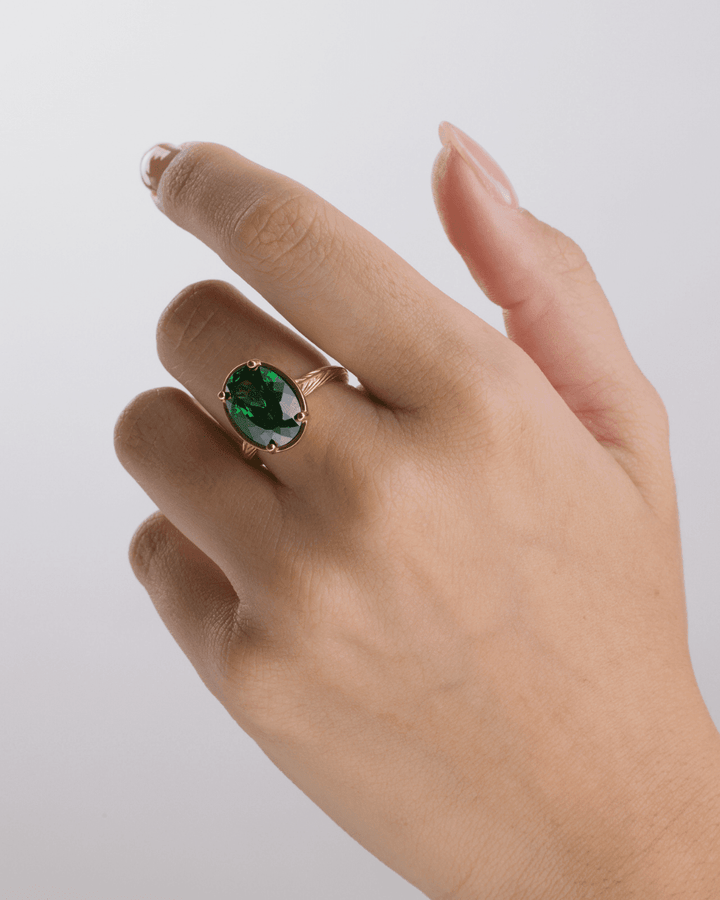 Oval Cut Emerald CZ Cocktail Ring