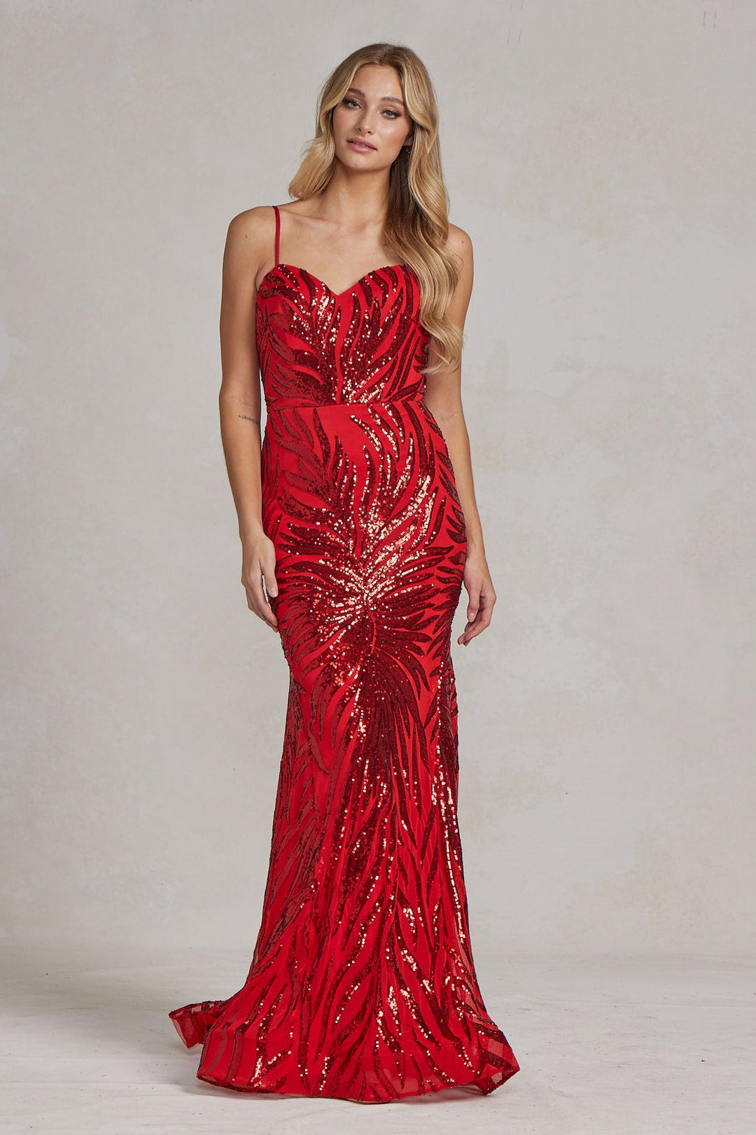 Embroidered Sequins Sweetheart Open Back Mermaid Long Evening Dress NXR1072