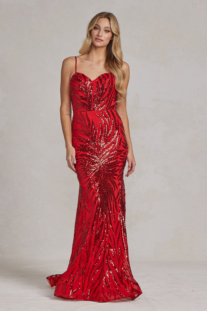 Embroidered Sequins Sweetheart Open Back Mermaid Long Evening Dress NXR1072