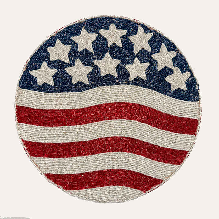 USA Flag Round Beaded Placemats by Decozen