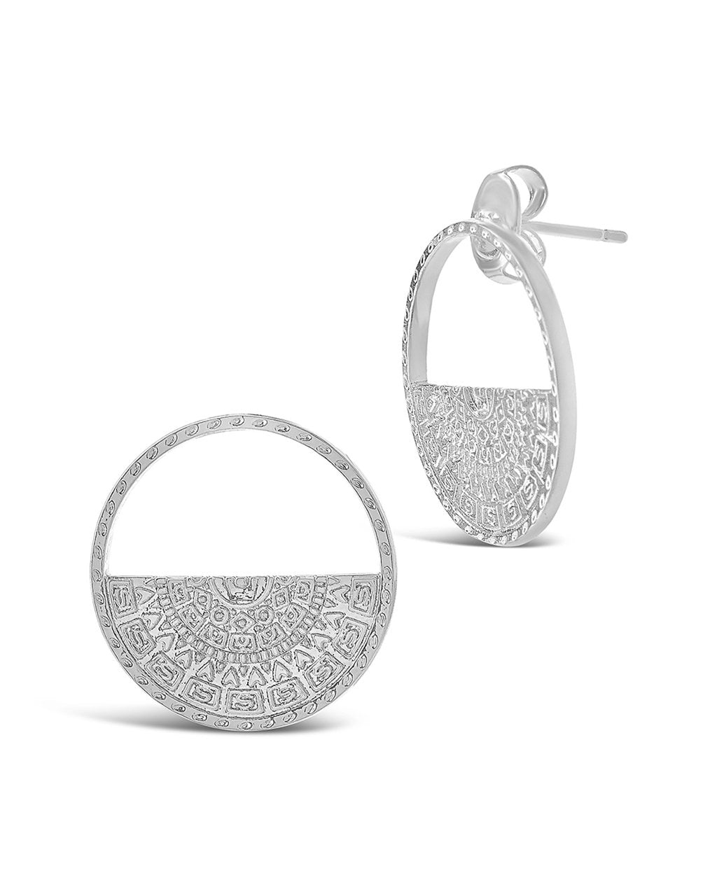 Medallion Half Circle Studs by Sterling Forever