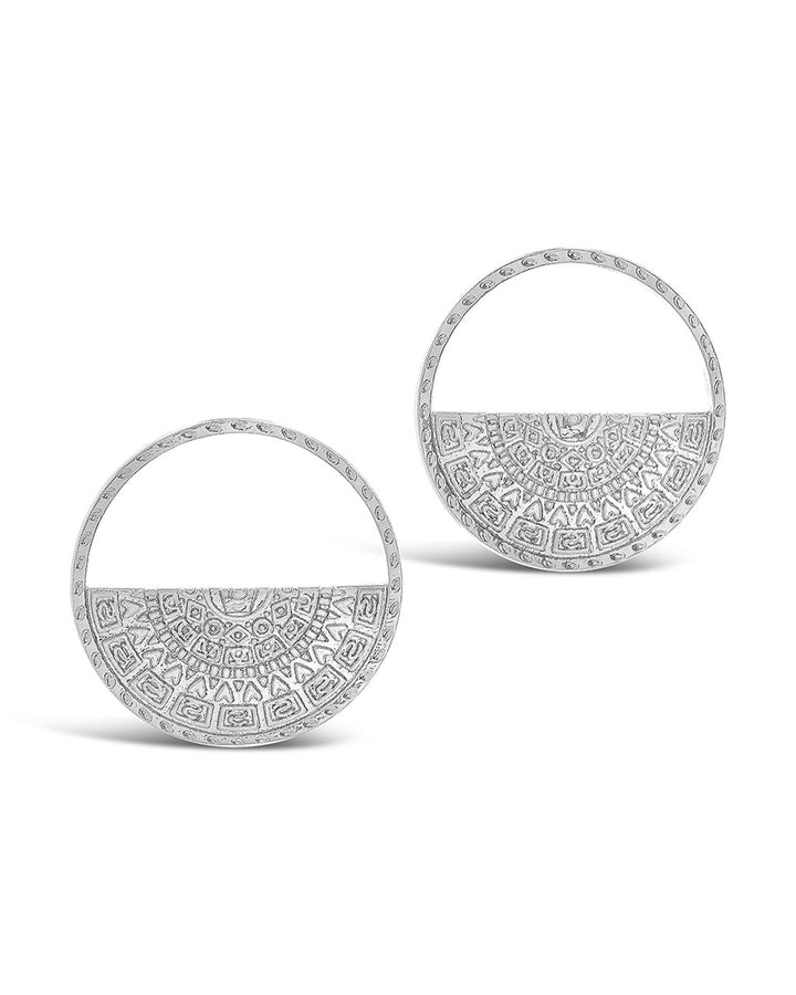 Medallion Half Circle Studs by Sterling Forever