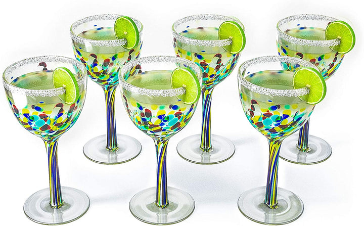 Mexican Wine Glasses Set of 6 - Confetti Wine Glasses