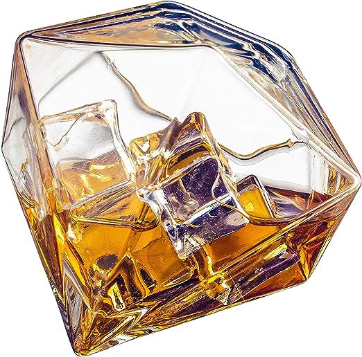 The Wine Savant Diamond Whiskey Glasses, Set of 2 10 oz