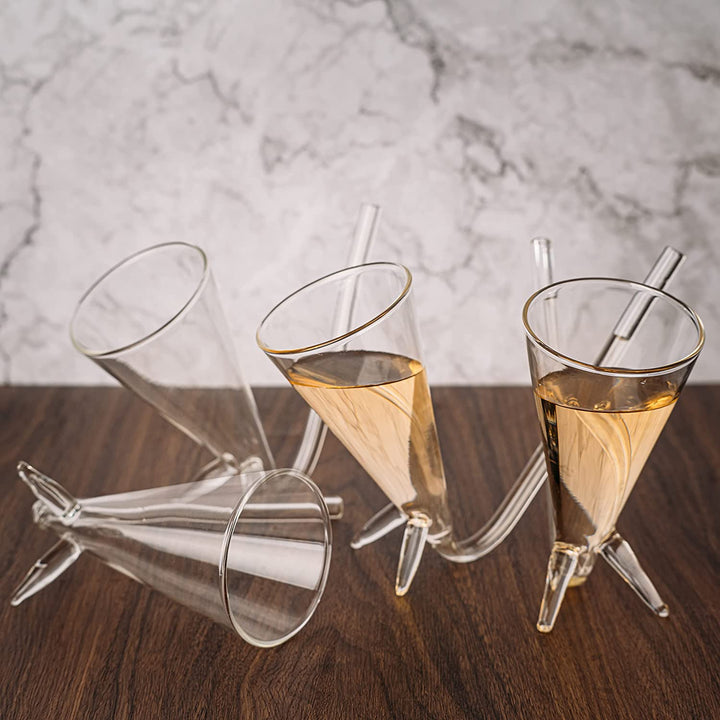 Champagne Shooter - Chug Flutes Guzzler Glasses Unique Gifts for Bachelorette Party Favors & White Elephant Gifts, Drinking Games, Self Standing - Prosecco & More Bong Style, Reusable Acrylic 4pk by The Wine Savant