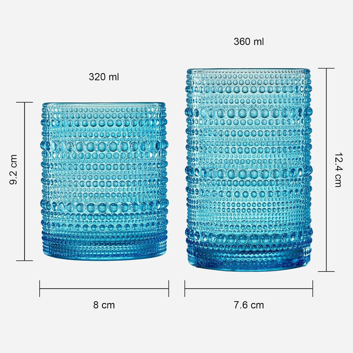 Hobnail Drinking Glasses Colored Beaded Drinking Glass Set of 12