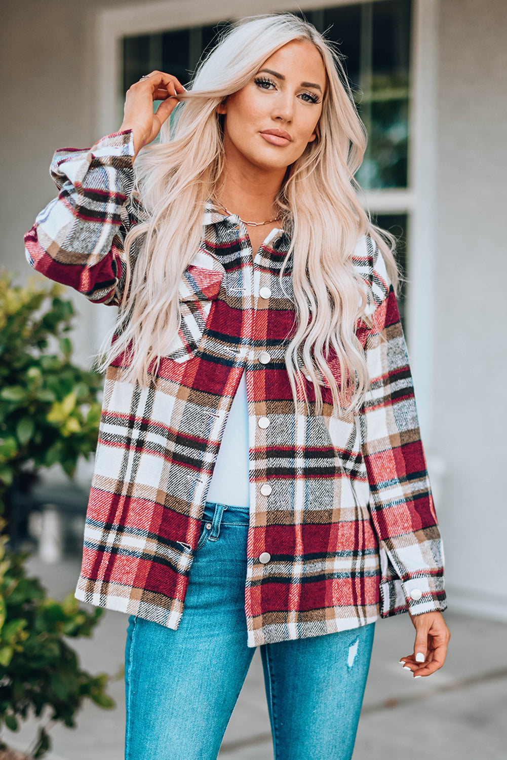 Plaid Pocketed Shacket by Poppy Lee Lane
