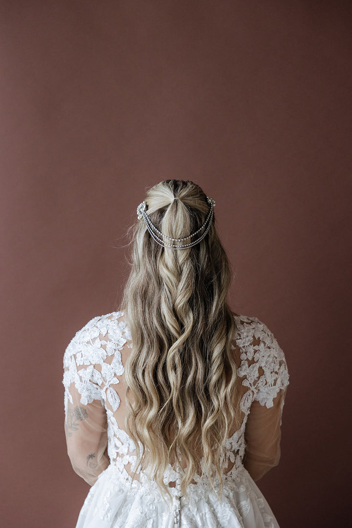 Exquisite Crystal & Pearl Hair Cascade