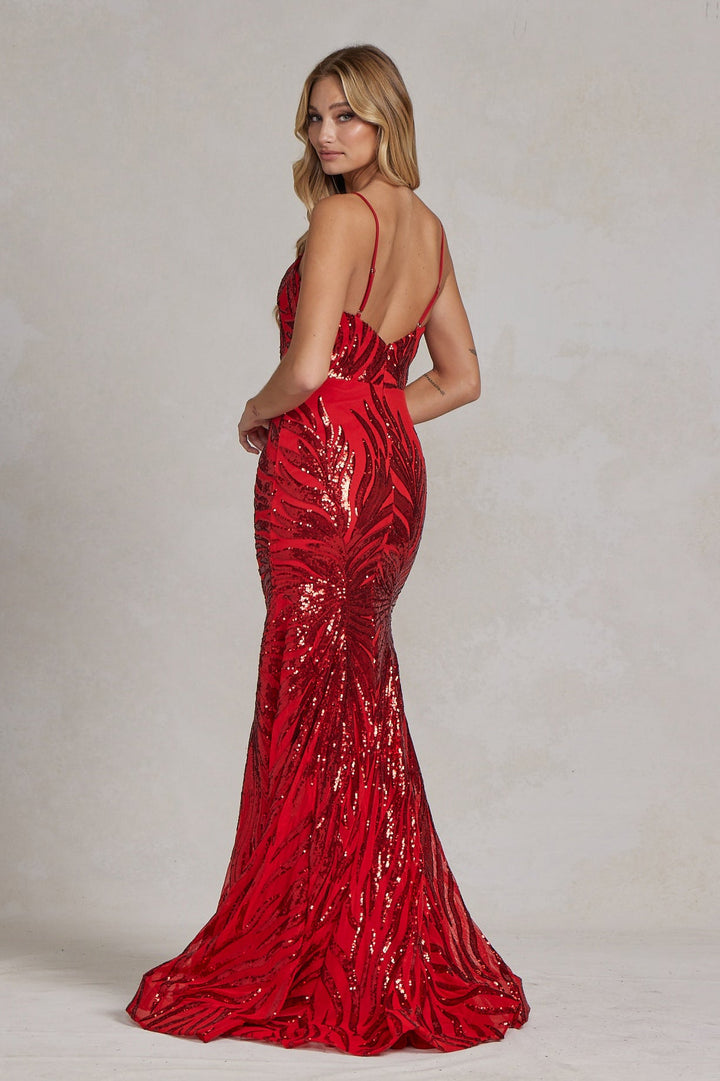 Embroidered Sequins Sweetheart Open Back Mermaid Long Evening Dress NXR1072
