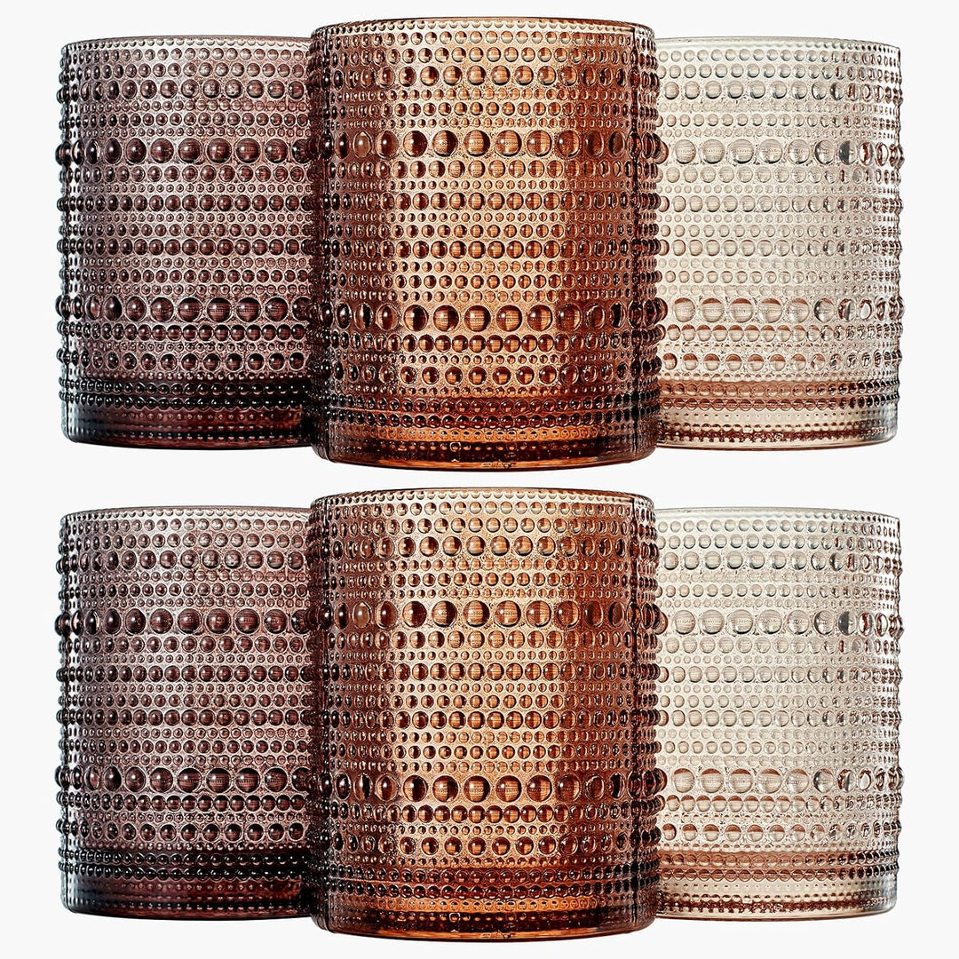 Hobnail Drinking Glasses, Venus Colors Beaded Tumbler | Set of 6