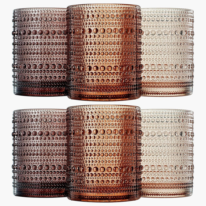 Hobnail Drinking Glasses, Venus Colors Beaded Tumbler | Set of 6