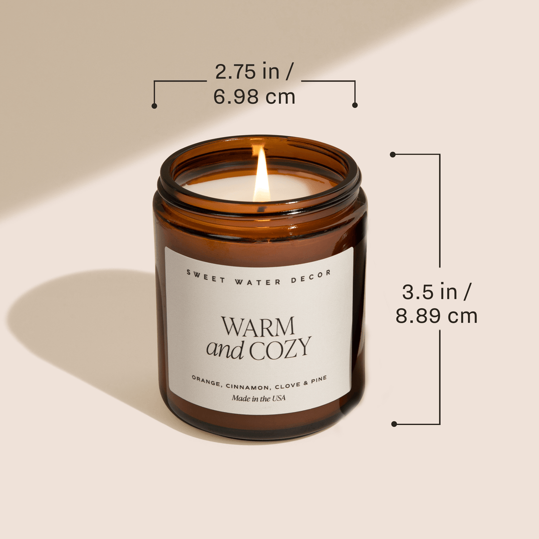 Warm and Cozy Soy Candle - Amber Jar - 9 oz by Sweet Water Decor