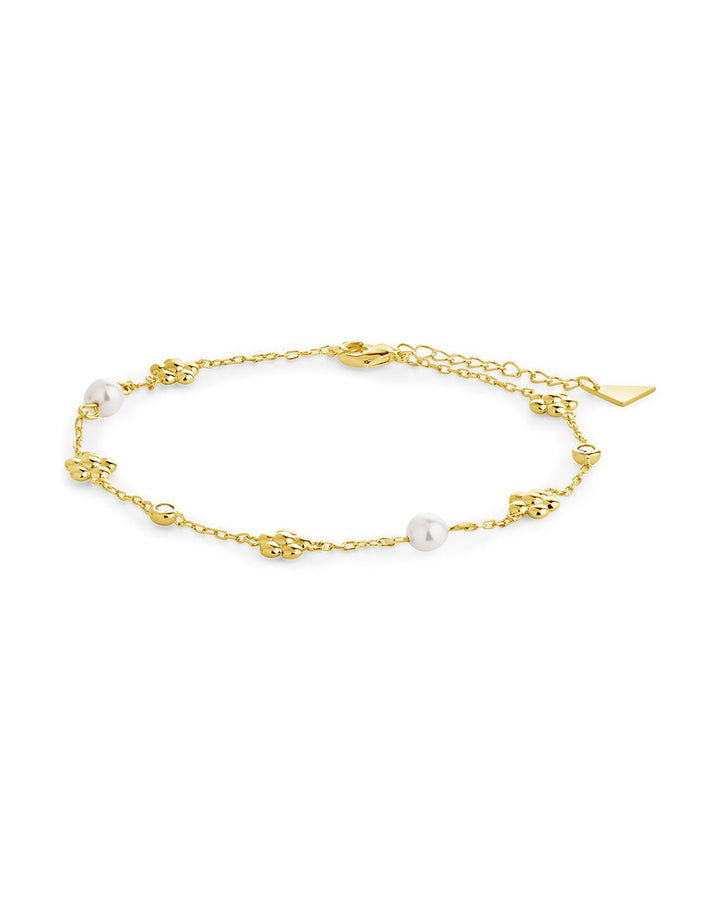 June Pearl & Flower Charm Anklet