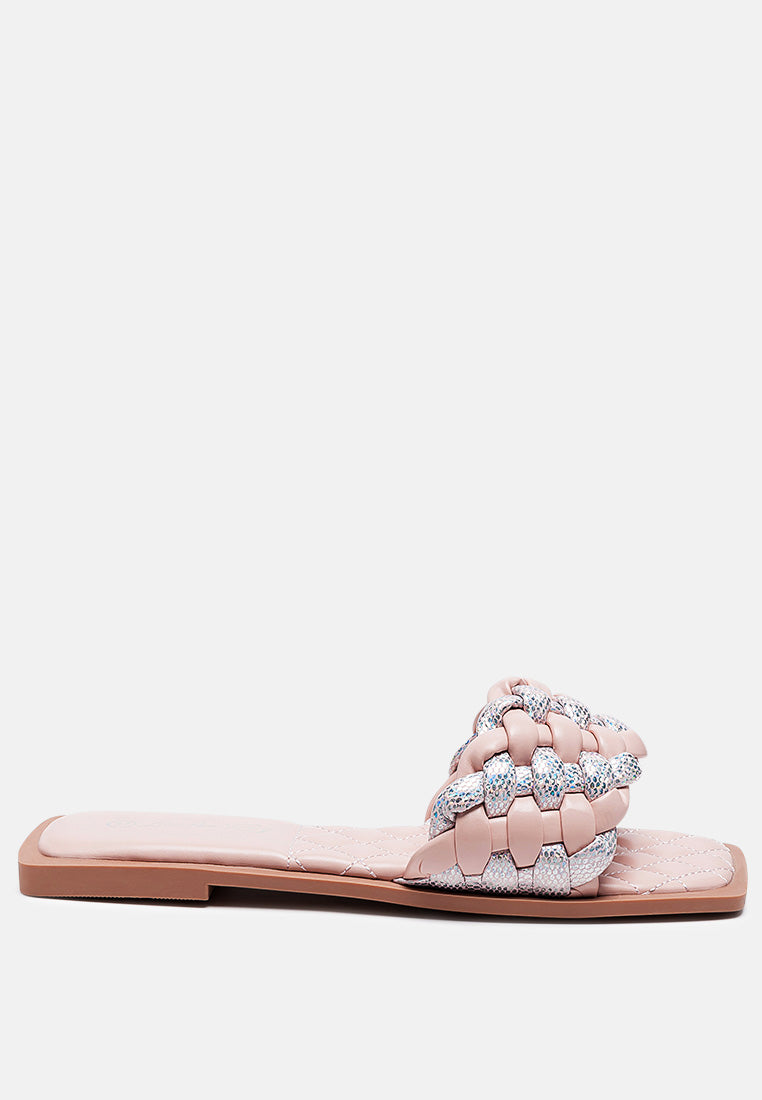 allium metallic woven strap flats by London Rag
