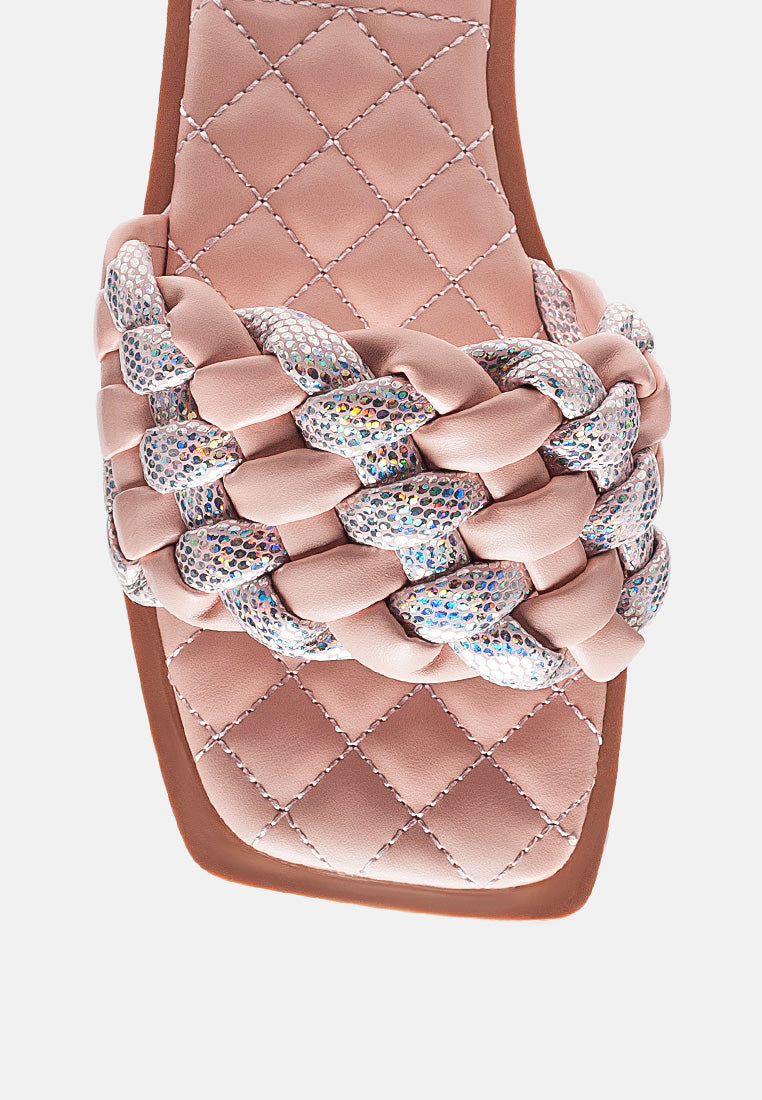 allium metallic woven strap flats by London Rag