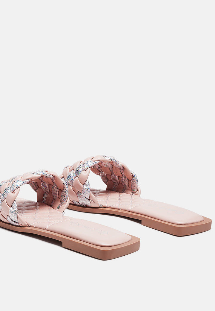 allium metallic woven strap flats by London Rag