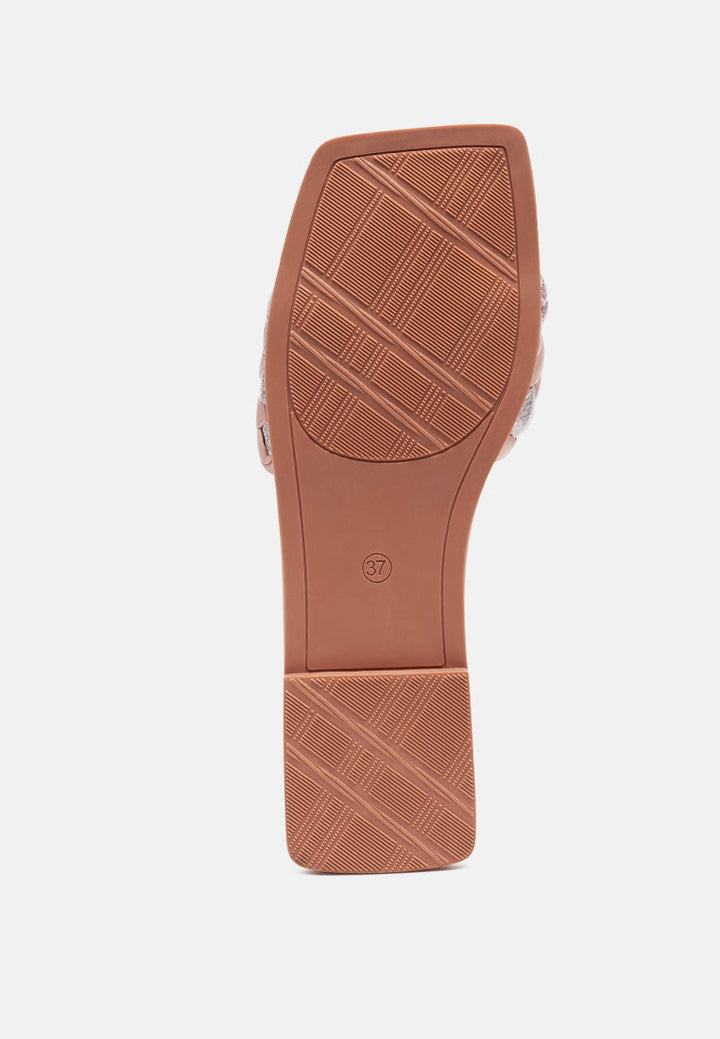 allium metallic woven strap flats by London Rag