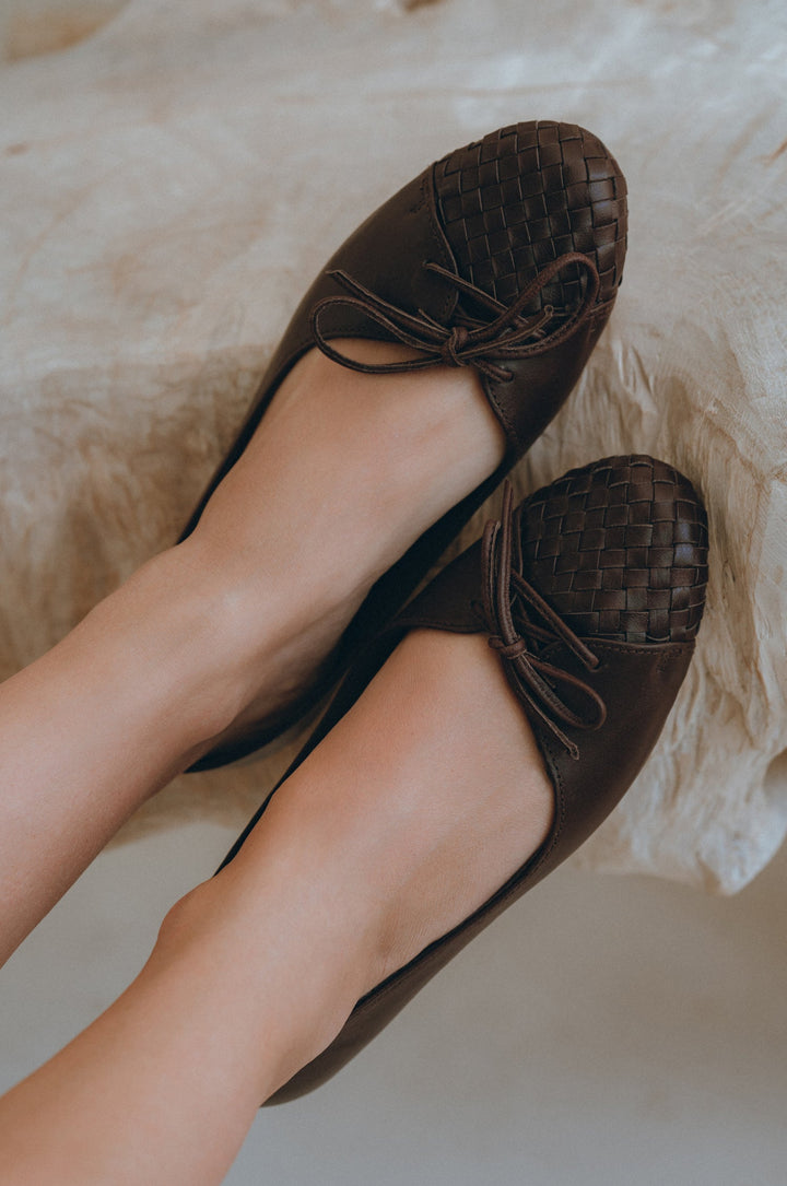 Alexandra Woven Leather Flats by Bali Lane