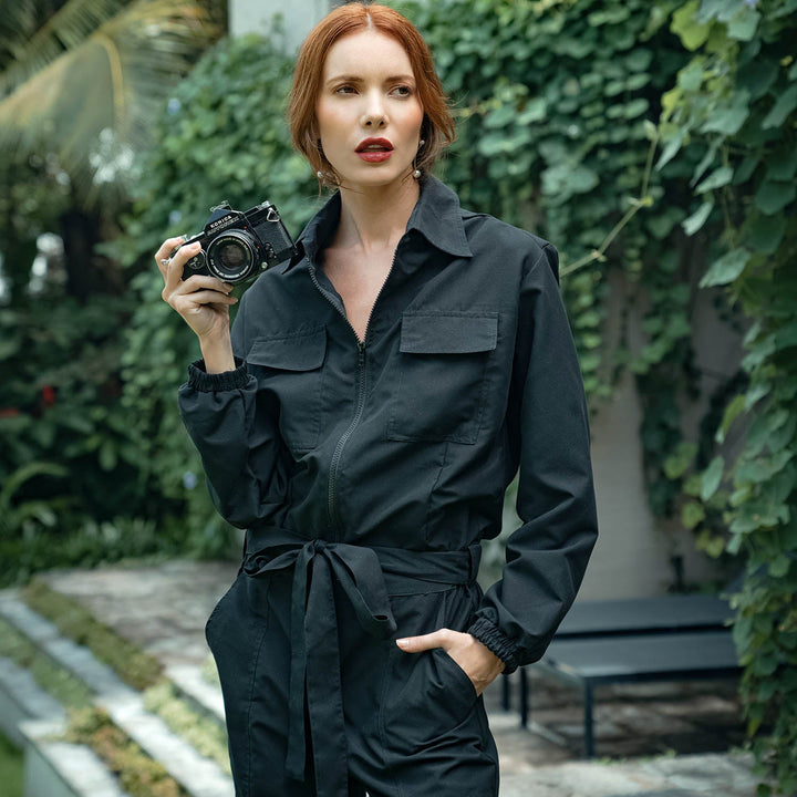 AMELIA Recycled Travel Jumpsuit in Black by BrunnaCo