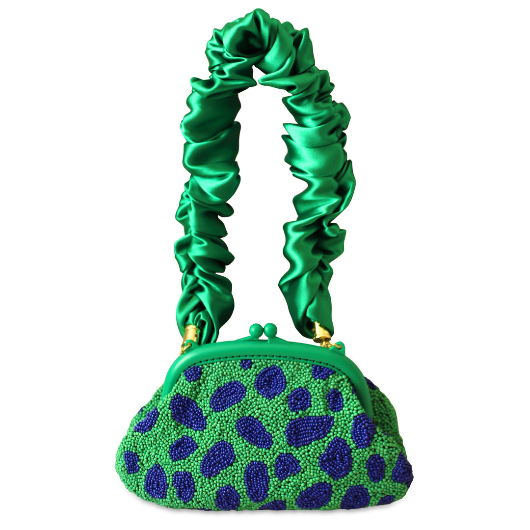 ARNOLDI JADE Hand-beaded Clutch Bag In Lush Green & Blue by BrunnaCo