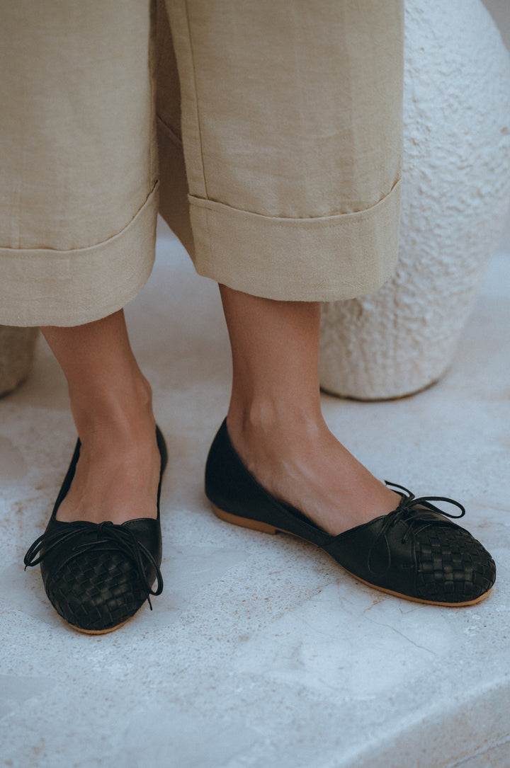 Alexandra Woven Leather Flats by Bali Lane