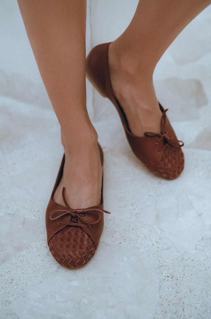 Alexandra Woven Leather Flats by Bali Lane