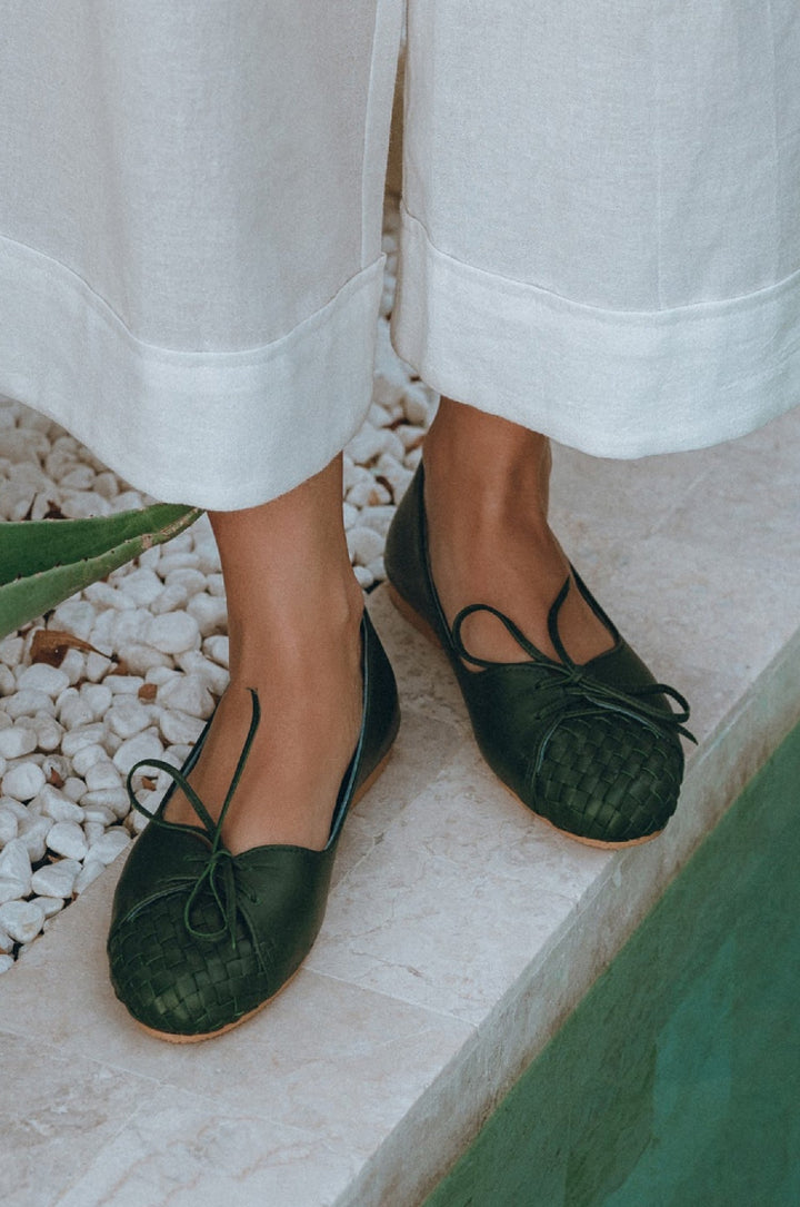 Alexandra Woven Leather Flats by Bali Lane