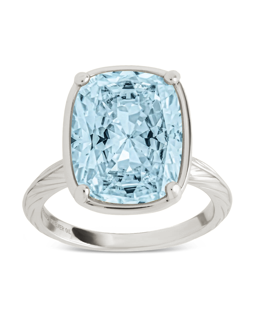 Aquamarine Elongated Cushion CZ Cocktail Ring