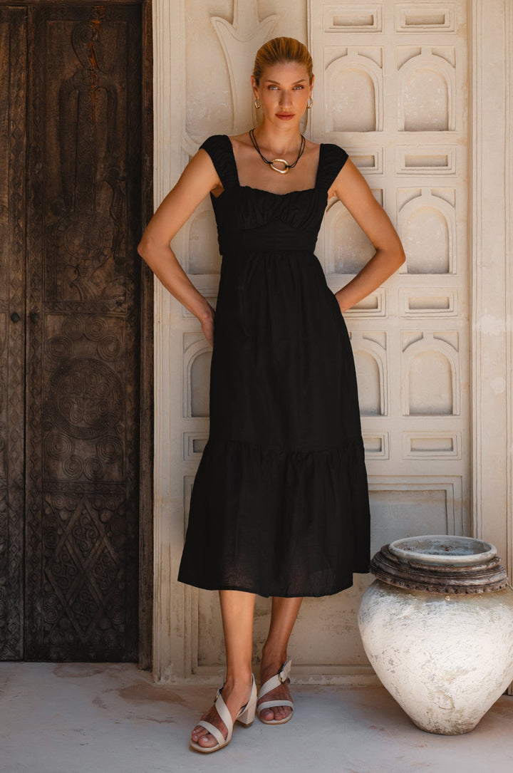 Augusta  Midi Linen Dress by Bali Lane