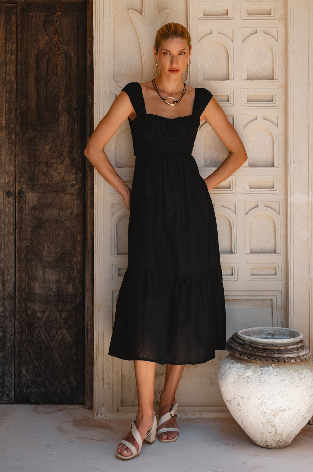 Augusta  Midi Linen Dress by Bali Lane