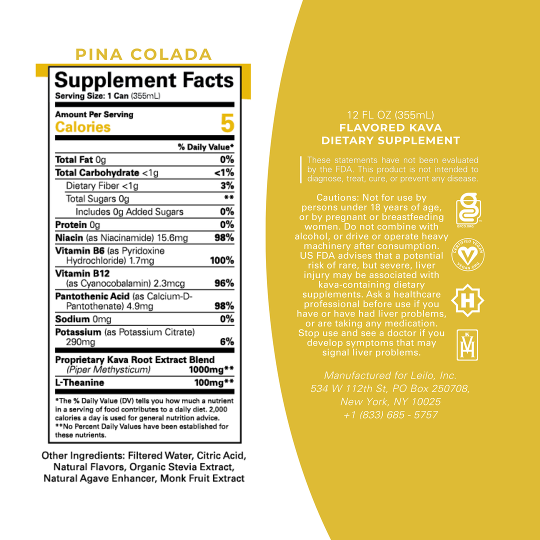 Pina Colada Kava Mocktail (12-Pack) by Leilo