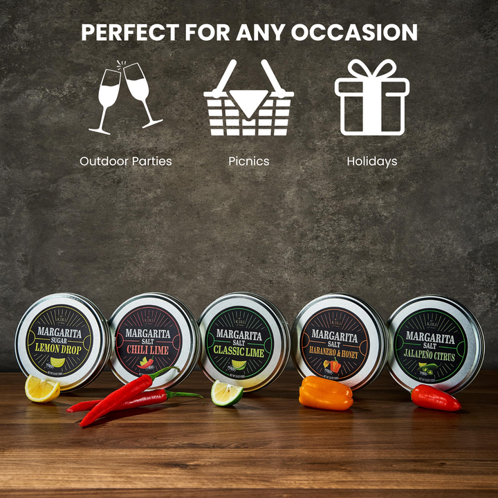 5-Pack Premium Margarita & Cocktail Flavored Salt Rimmer, Variety Set 3.5oz