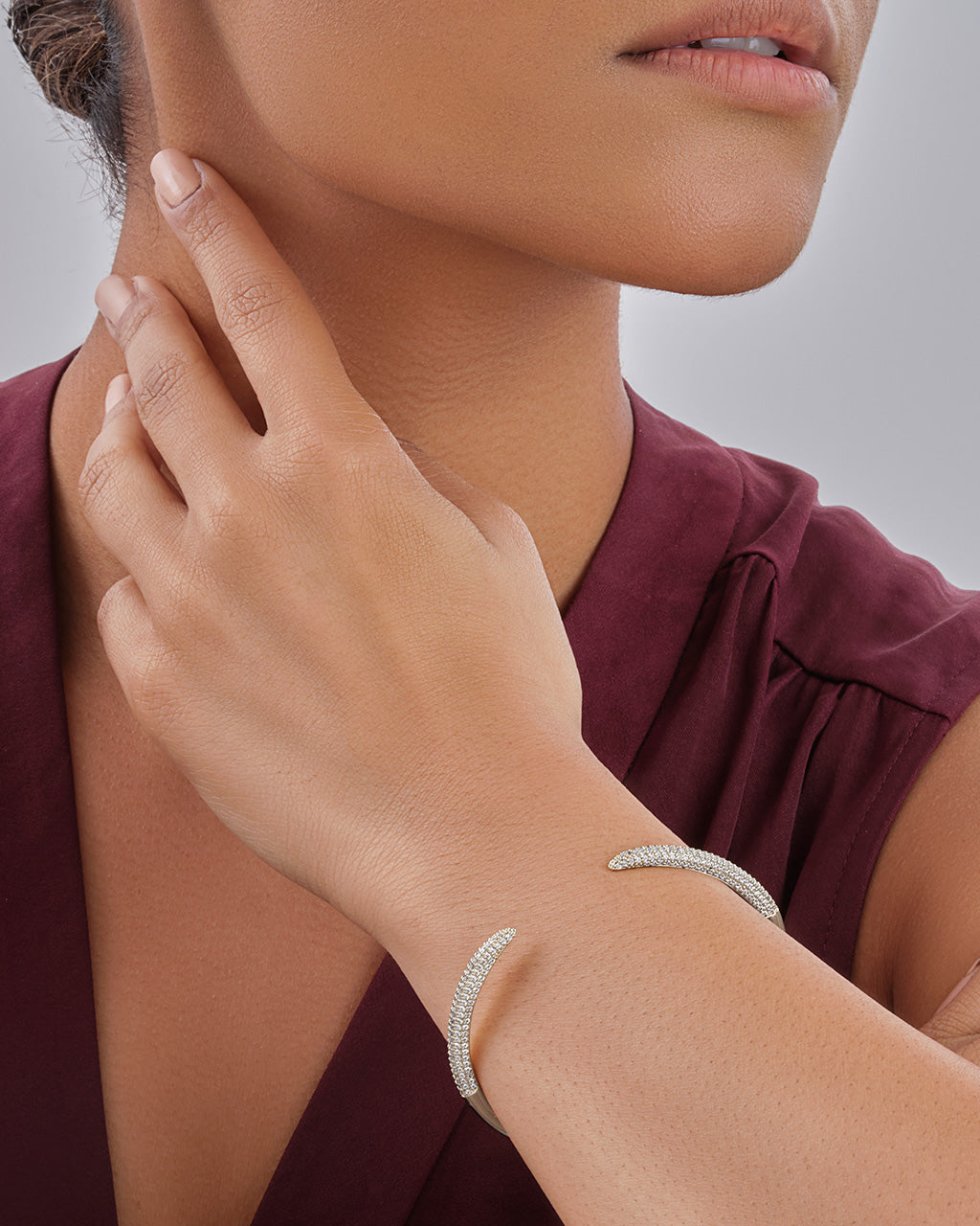 CZ Open Spike Cuff Bracelet by Sterling Forever