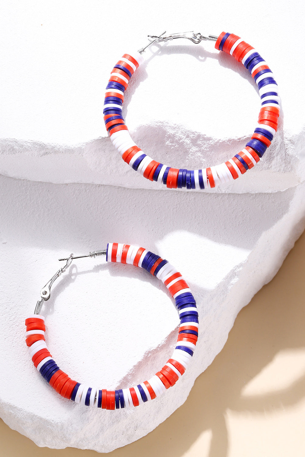 Patriotic Multicolored Bead Hoop Earrings by Threaded Pear