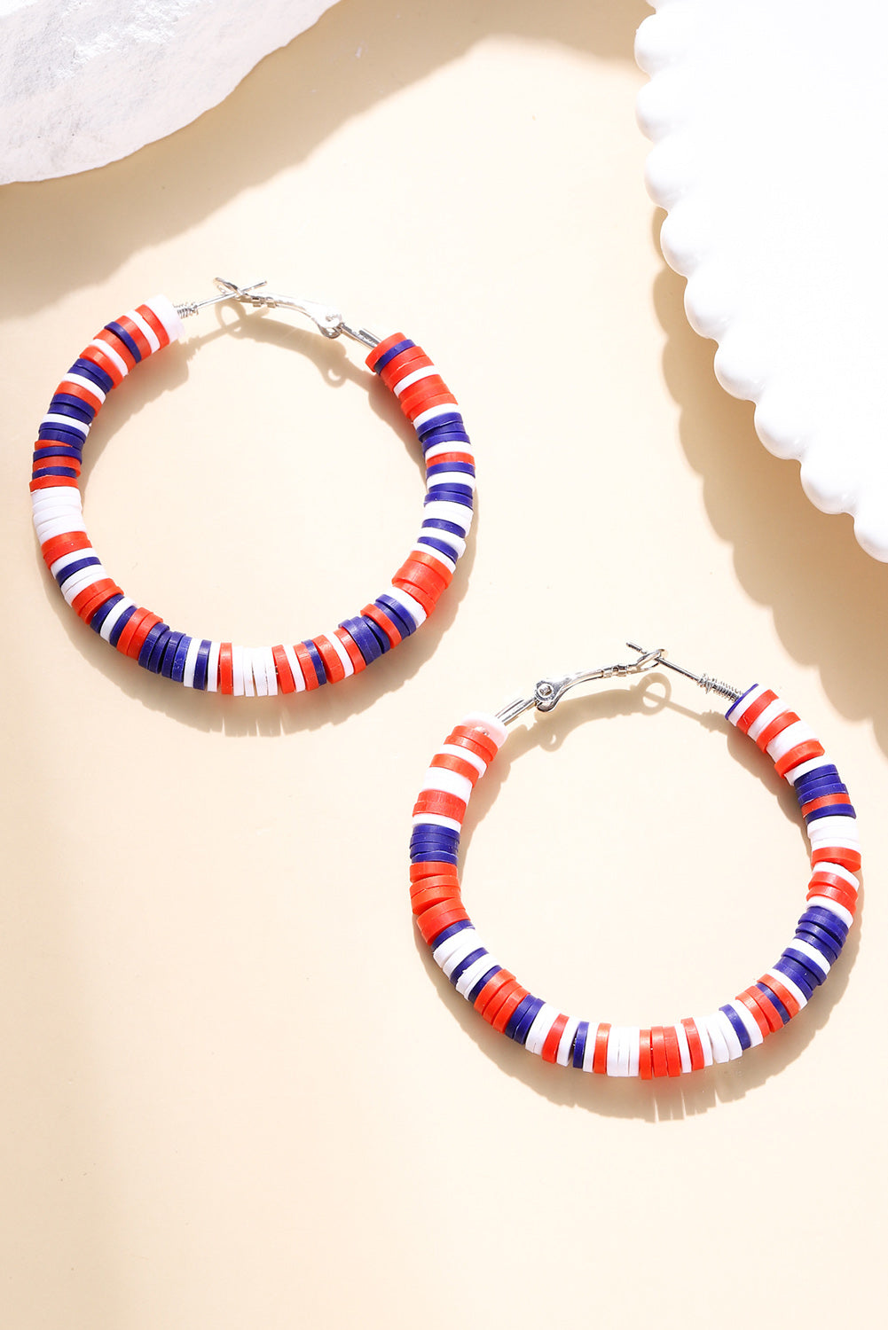 Patriotic Multicolored Bead Hoop Earrings by Threaded Pear