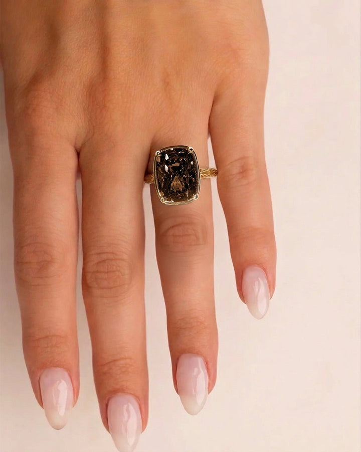 Chocolate CZ  Elongated Cushion Cocktail Ring
