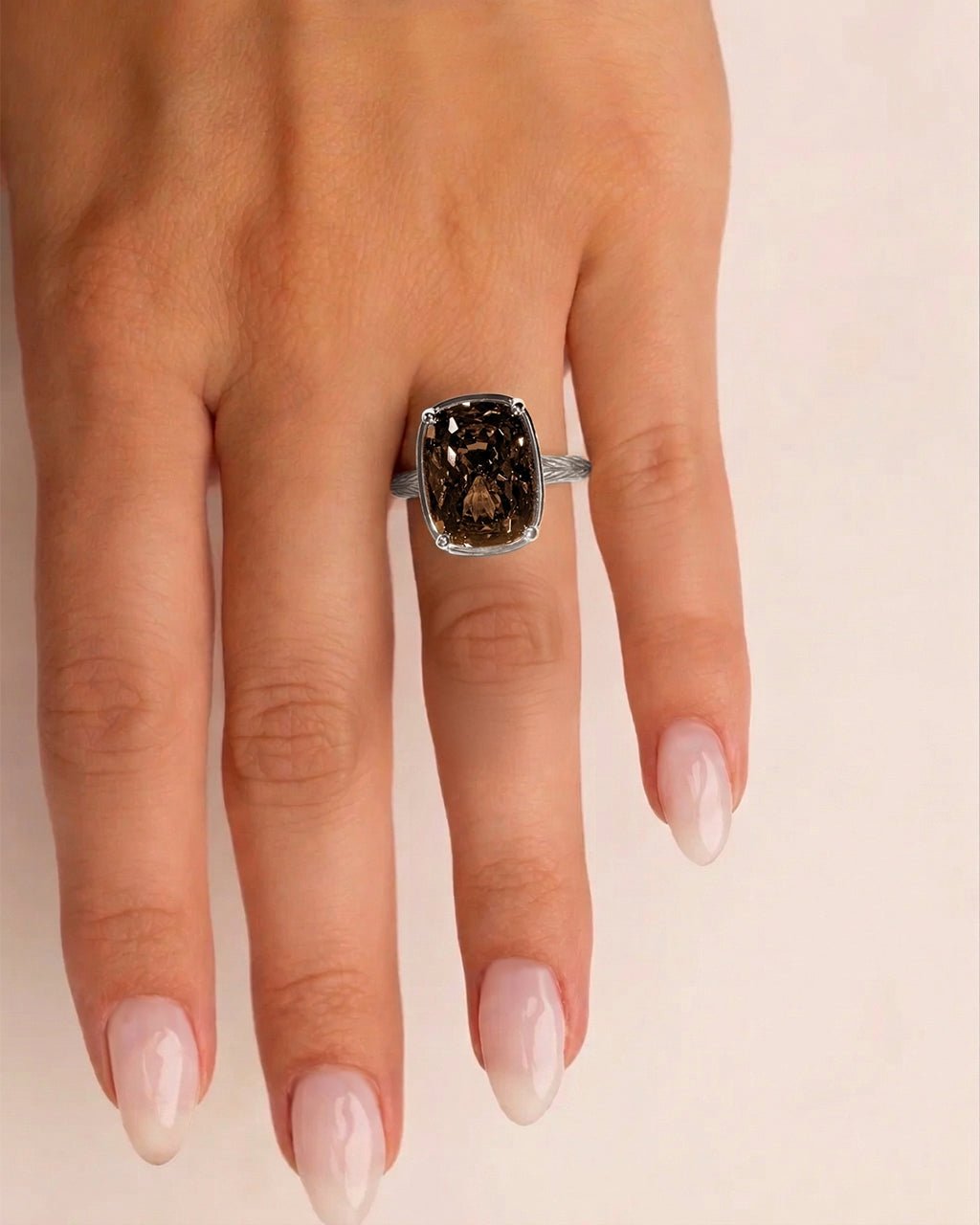 Chocolate CZ  Elongated Cushion Cocktail Ring