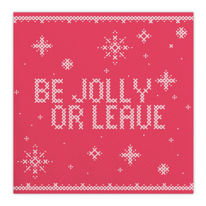 Be Jolly or Leave Christmas Beverage Napkins | Cocktail Beverage Party Napkin | 5" Square by The Bullish Store