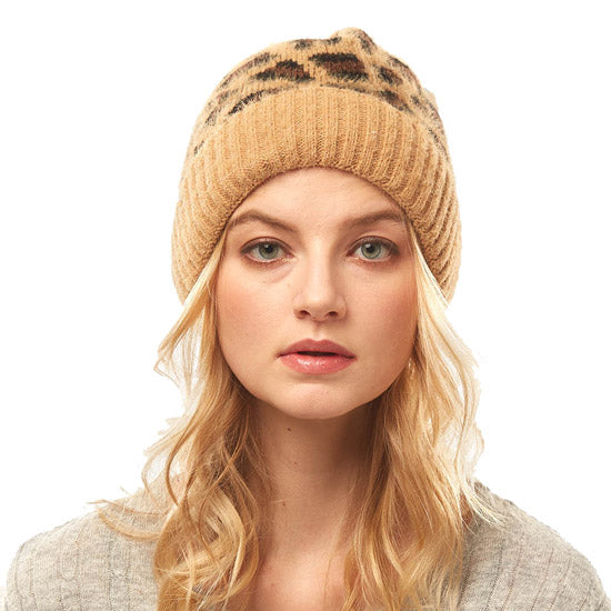 Leopard Print Beanie Hat Leopard Pattern Winter Hat by Madeline Love