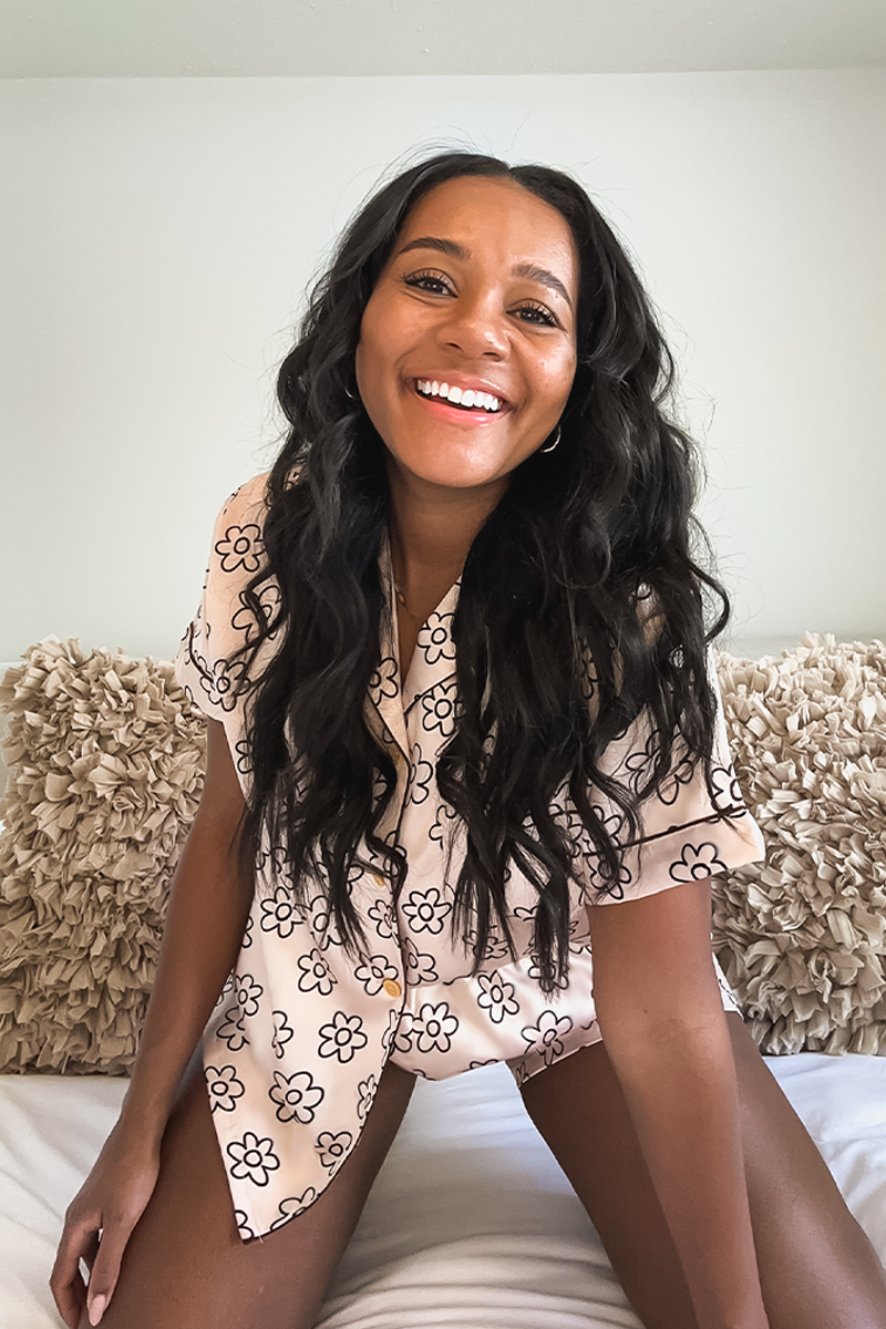 Beige Daisy Satin Pajamas by Spikes and Seams